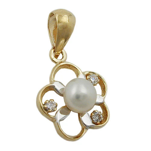 Colfem Anhänger Blume, Perle, Zirkonia, Gold 375 - Bild 1