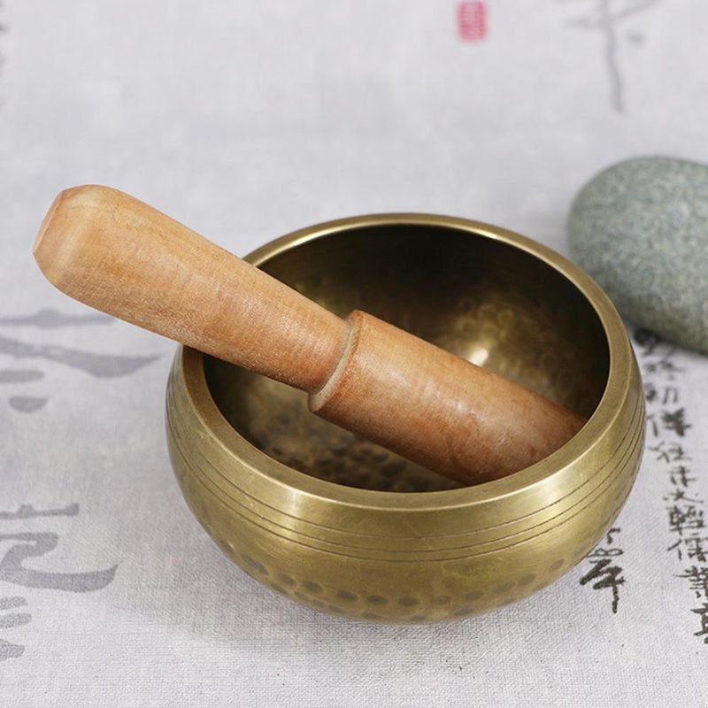 Tibetisch-buddhistische Klangschale aus Messing von TOMTOP JMS in Gold für Meditation und Yoga inklusive Schlagstab, Durchmesser: 15,5 cm - Bild 4