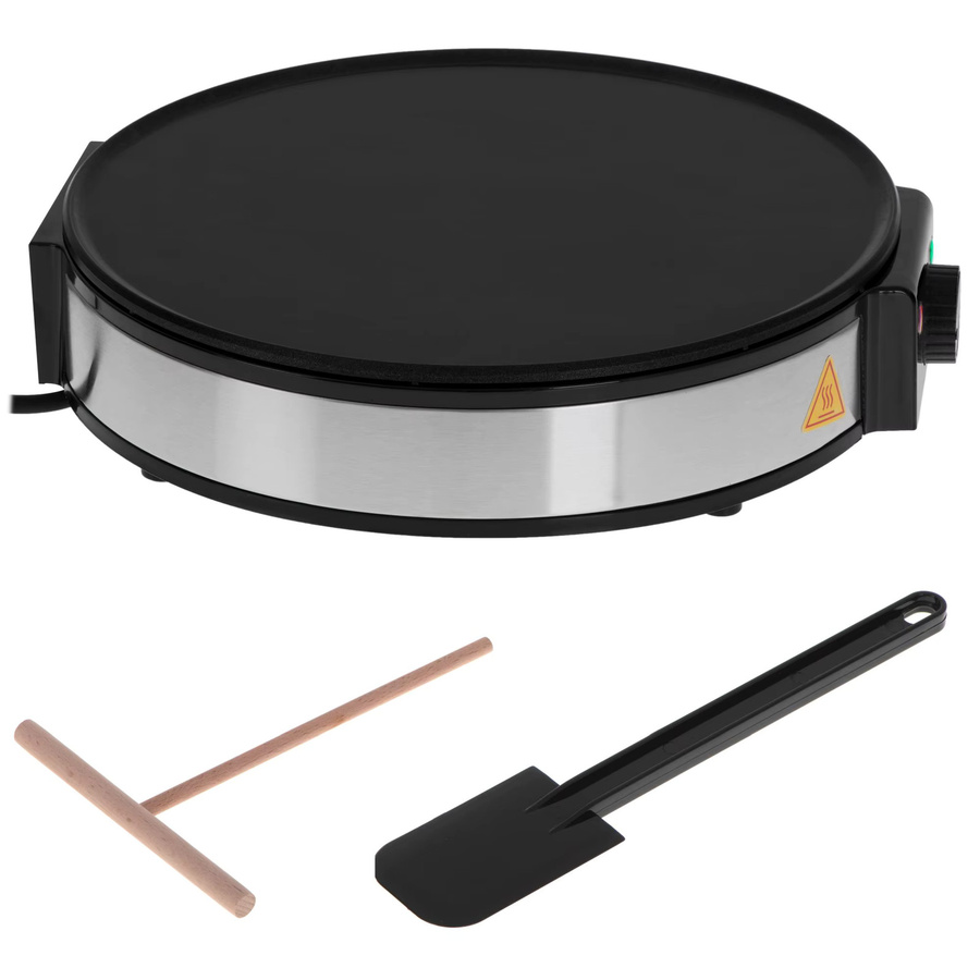 Adler Elektrische Pfannkuchenmaschine mit Antihaftbeschichtung und Temperaturregelung, Schwarz, Durchmesser: 30 cm, 1600 W - Bild 3