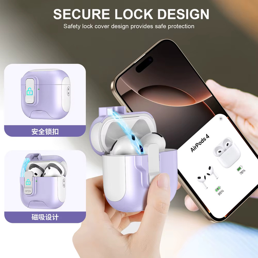 Magnetische Schutzhülle für Apple AirPods 4 ANC und AirPods Pro 2 mit Umhängeband und Ganzkörperschutz - Bild 2