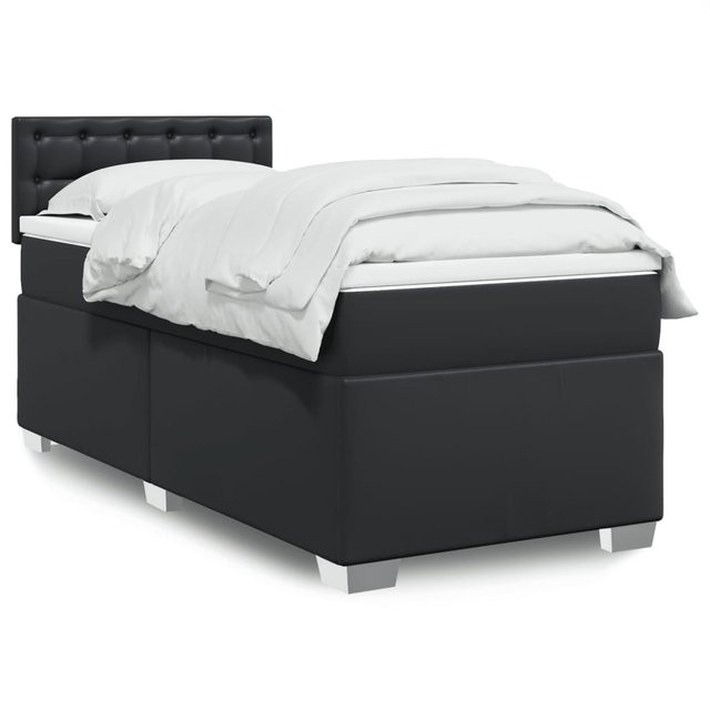 vidaXL Boxspringbett mit Matratze Schwarz Kunstleder B/T/H: 90 x 200 x 100,5 cm - Bild 2