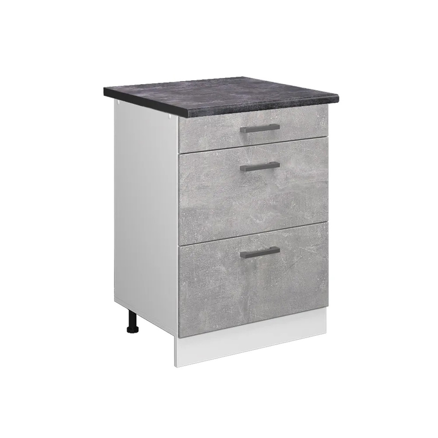 Vicco Küchenunterschrank R-Line in Beton-Optik und Weiß mit Schubladen, B/T/H: 60 x 60 x 81,6 cm - Bild 2