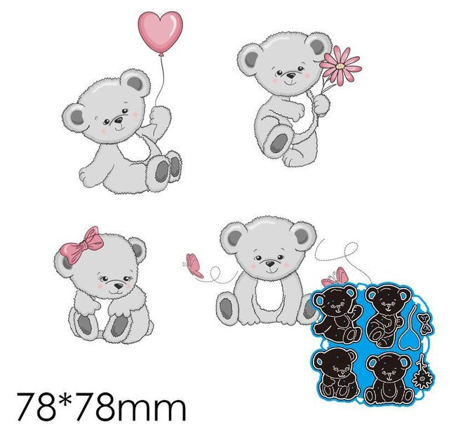 Metall Schneidestanzform Bär für Scrapbooking und DIY Bastelarbeiten - Bild 1