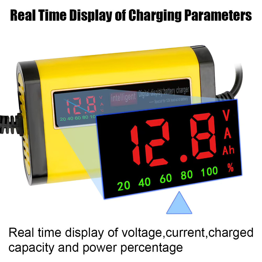 Intelligentes Autobatterie-Ladegerät in Gelb mit 3 Ladestufen und 2A Schnellladefunktion für Blei-Säure, AGM und Gel Batterien - Bild 3