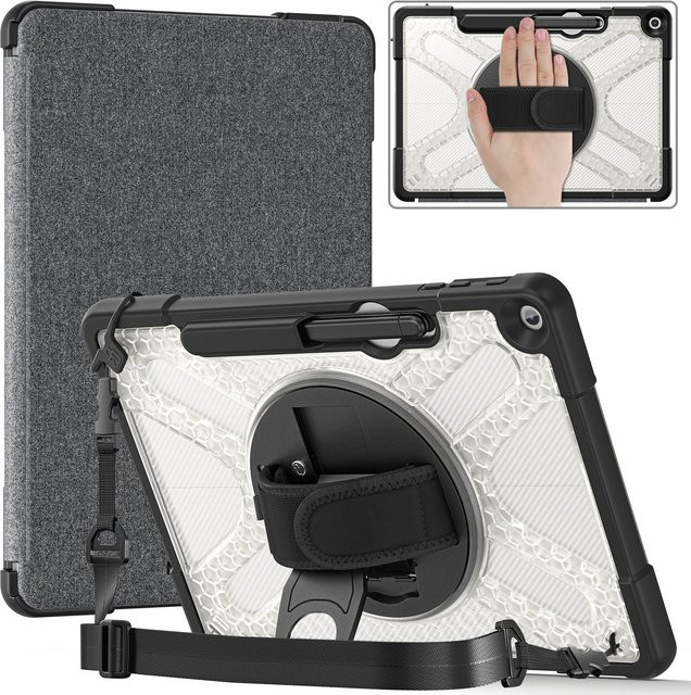 Stoßfeste Hybridhülle für Microsoft Surface Pro 12 Zoll in Grau mit Stifthalterung und Handschlaufe für 3-Schichten-Schutz - Bild 1