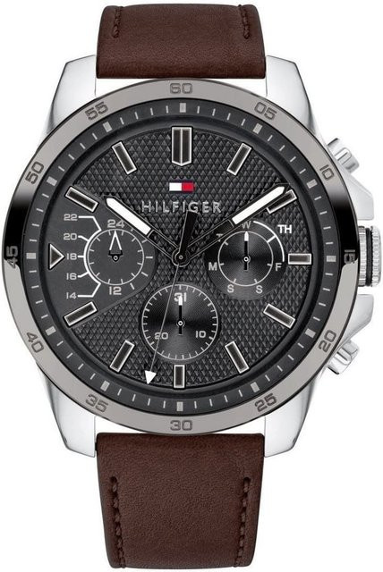 Tommy Hilfiger Armbanduhr, Quarz, Edelstahl, Leder, braun, Herren - Bild 1
