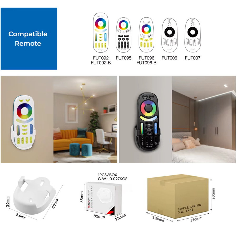 Miboxer FUT099 Wandhalterung für 2,4 G RF Wireless Touch Panel Fernbedienungen in Weiß - Bild 5