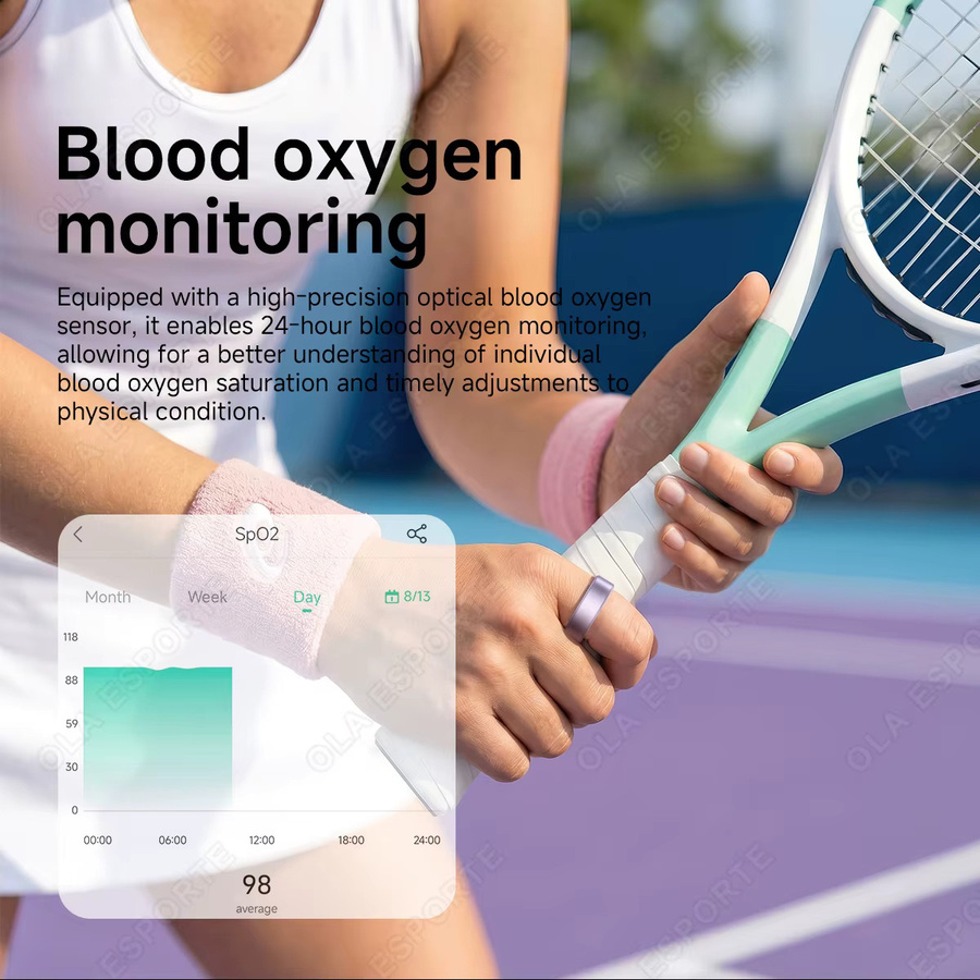 Ola Esporte R10 Smart Ring mit Ladehülle in Schwarz für Männer und Frauen mit Gesundheits- und Schlafmonitor sowie 5ATM Wasserdichtigkeit - Bild 3
