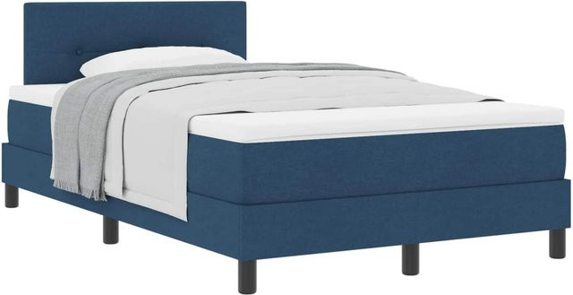 vidaXL Boxspringbett mit Matratze und Kopfteil in Blau, Hybrid-Design mit Taschenfederkern, B/T: 120 x 200 cm - Bild 1