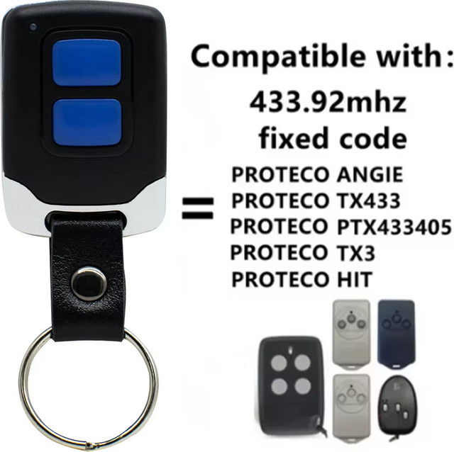 PROTECO ANGIE Garage Fernbedienung Fixed Code Transmitter 433.92MHz in Schwarz - Bild 1