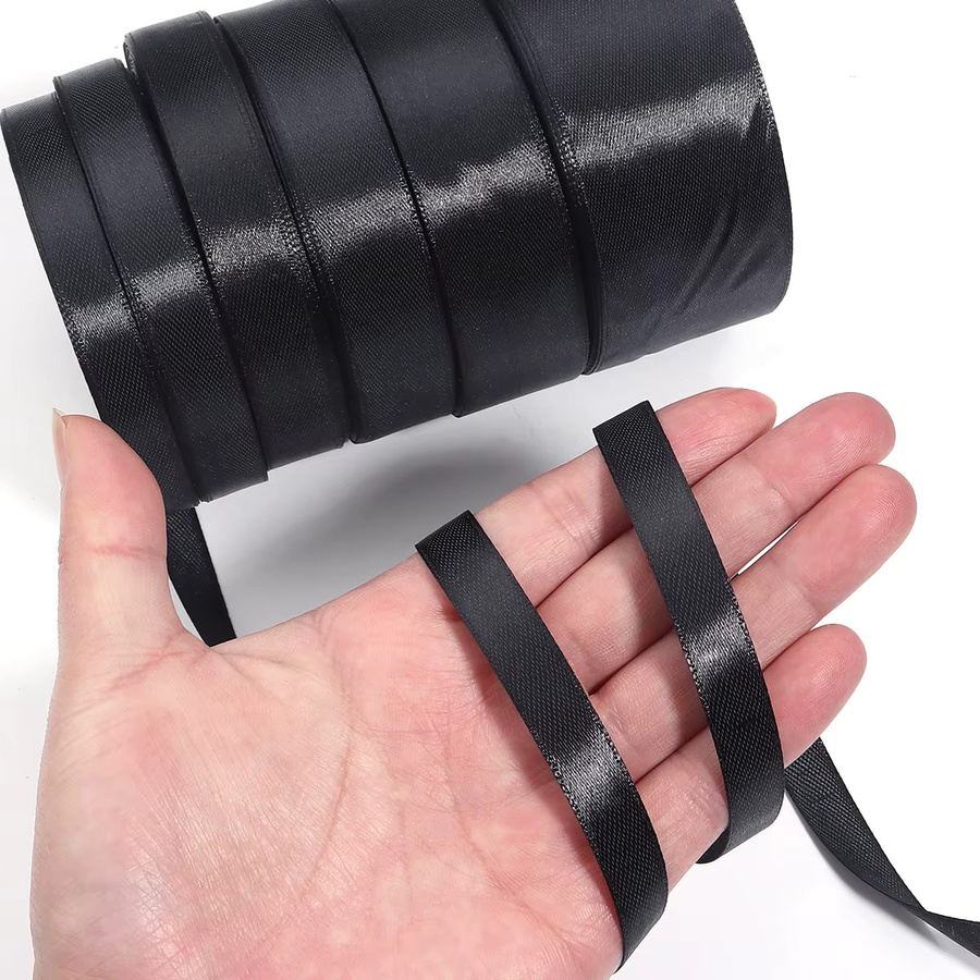 Schwarzes Satin Band für DIY Dekoration, Hochzeit und Geschenke, 25 Yards Länge - Bild 5