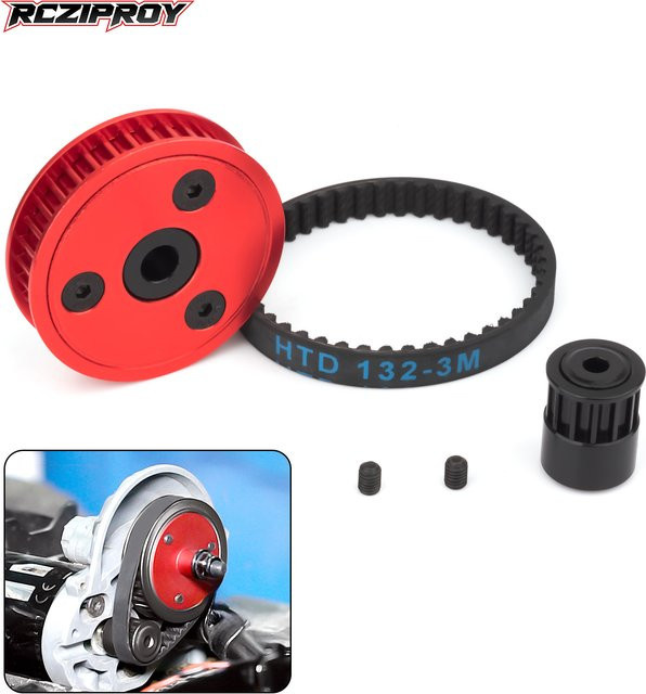 RCZIPROY Riemenantrieb-Getriebesystem für 1/10 Axial SCX10 II 90046 RC Kletterauto, Zubehör, Metall, Rot - Bild 1