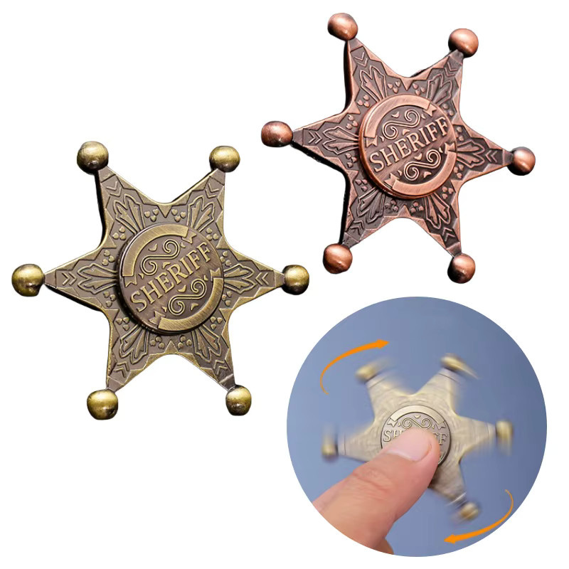 Meade Sechseckiger Sheriff Fidget Spinner, Metall, rotierendes Gyroskop - Bild 1
