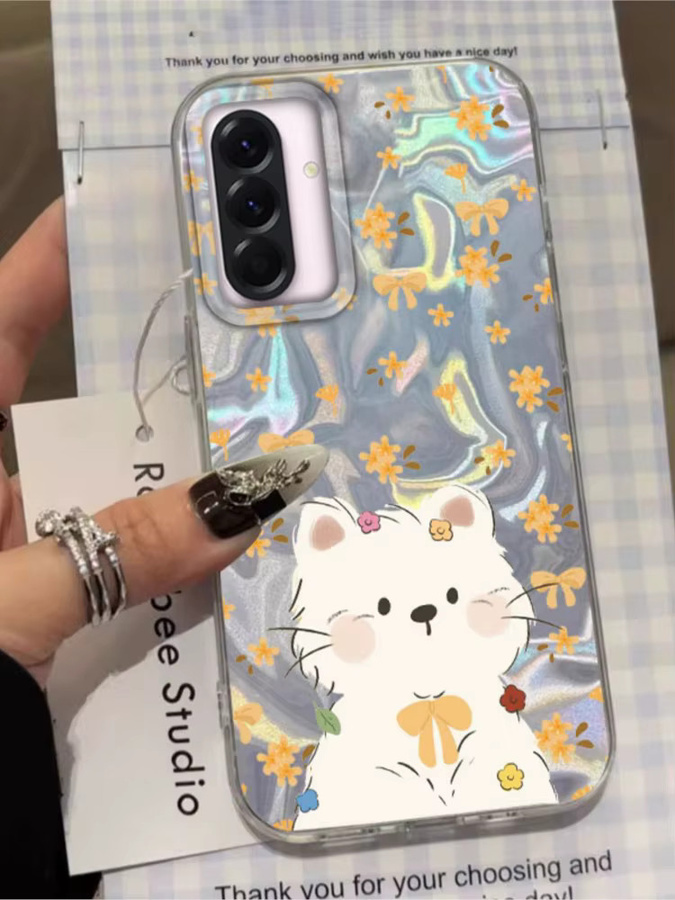 Handyhülle mit Blumen, Katze und Fisch Design für Samsung Galaxy A-Serie in Multicolour - Bild 4