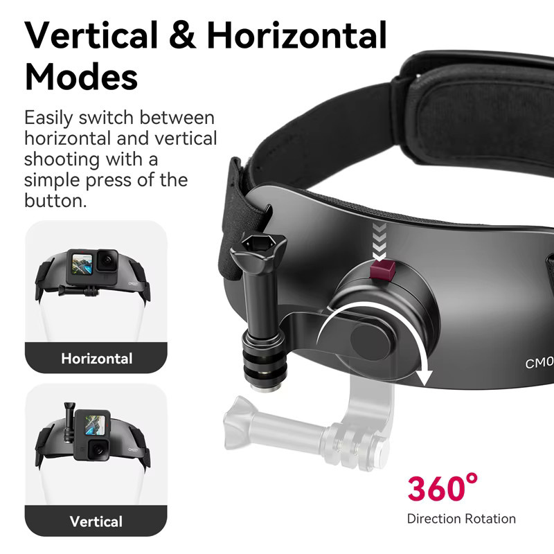 Ulanzi Kopfbandhalterung in Schwarz für Action-Kameras und Smartphones, passend für GoPro 12, 11, 10, 9, 8, 7 für Outdoor-Fotografie und Video-Vlogging - Bild 4