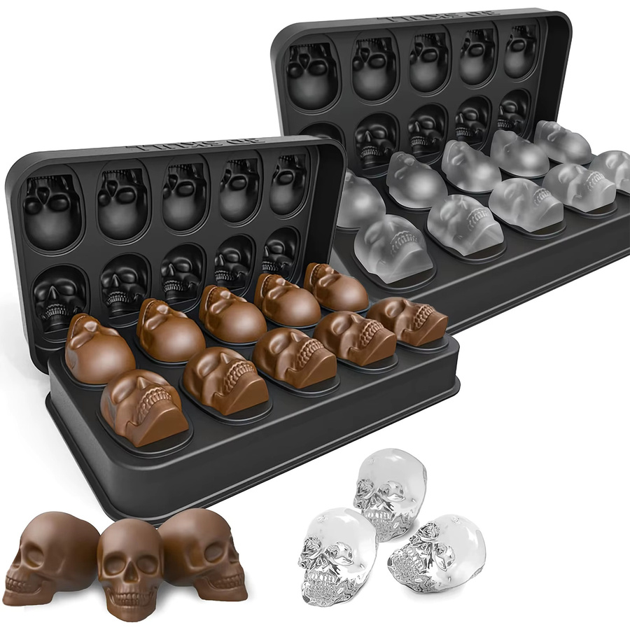 YOCITY Eiswürfelform Silikon Schädel 3D Eisball Form Schwarz BPA-frei - Bild 4