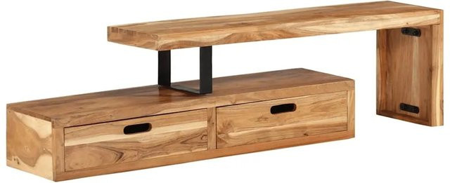 vidaXL TV-Schrank aus Massivholz Akazie in Braun im Antik-Stil, B/T/H: 118-200 x 30 x 40 cm - Bild 1