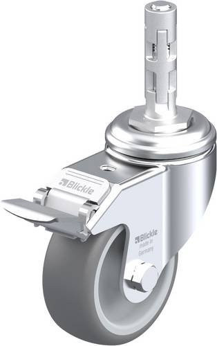 Blickle LKRA-TPA 80G-11-FI-E11 Lenkrolle mit Feststeller, Farbe: Silber/Grau, Rad-Durchmesser: 80 mm, Tragfähigkeit: 100 kg - Bild 1