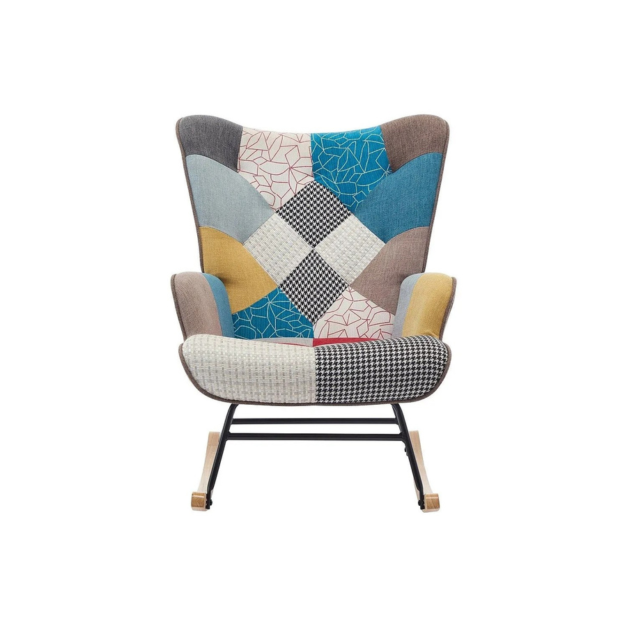 Vente-unique Schaukelstuhl Elmina in Patchwork-Optik, Mehrfarbig, mit Armlehnen, Höhe: 86 cm - Bild 2