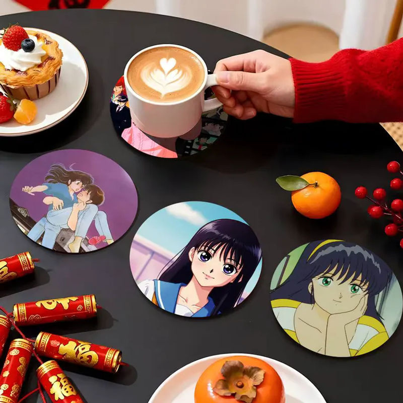 Anime Maison Ikkoku Holzuntersetzer mit Farbdruck, rund, mehrfarbig - Bild 2