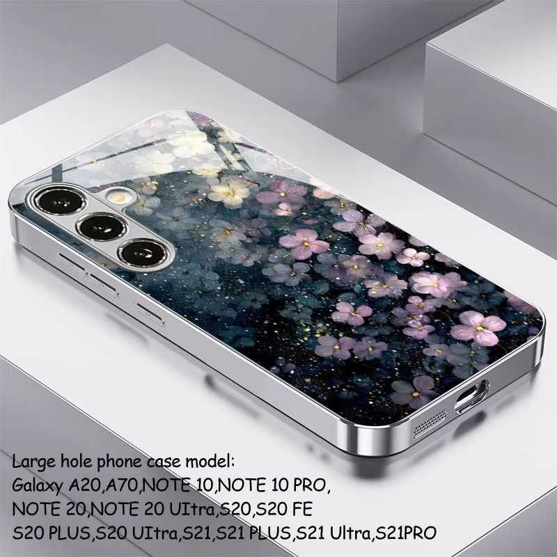 Galvanisch vergoldete Handyhülle aus gehärtetem Glas mit künstlerischem Texturmuster für Samsung Galaxy S26 Ultra S25 Plus S24 S23 S22 in Gold und Multicolour - Bild 2