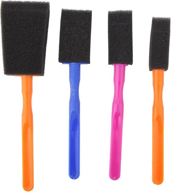 4er-Set Schwamm-Schaumpinsel von DIYelecs mit Kunststoffgriff in Schwarz und Multicolour für junge Künstler - Bild 1