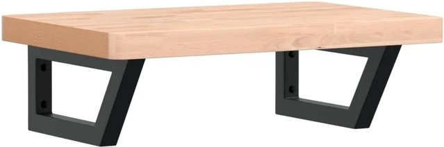 vidaXL Waschbeckenregal zur Wandmontage aus Stahl und Massivholz Buche in Schwarz-Braun - Bild 1