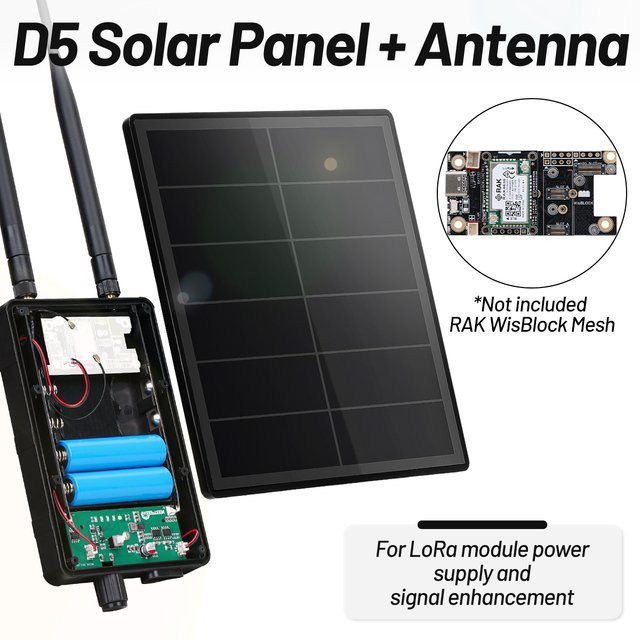 KEEPTEEN Solar-Power-Dev-Board mit 5W Solarpanel und 868MHz 915MHz Antenne für RAK4631 SX1262, kompatibel mit LoRaWAN und Mesh/Meshcore, Schwarz - Bild 1