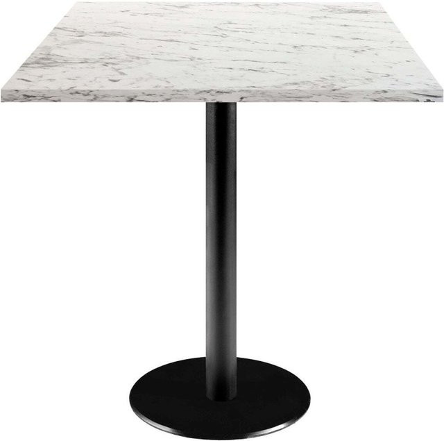 RestooTab Tisch Rome quadratisch mit Stein-Dekor in Weiß, Steingrau und Schwarz, B/T/H: 70 x 70 x 75 cm - Bild 1