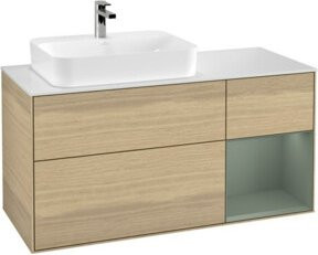 V&B Waschtischunterschrank Finion mit Wandbeleuchtung in Eiche Lack, Breite: 120 cm - Bild 1
