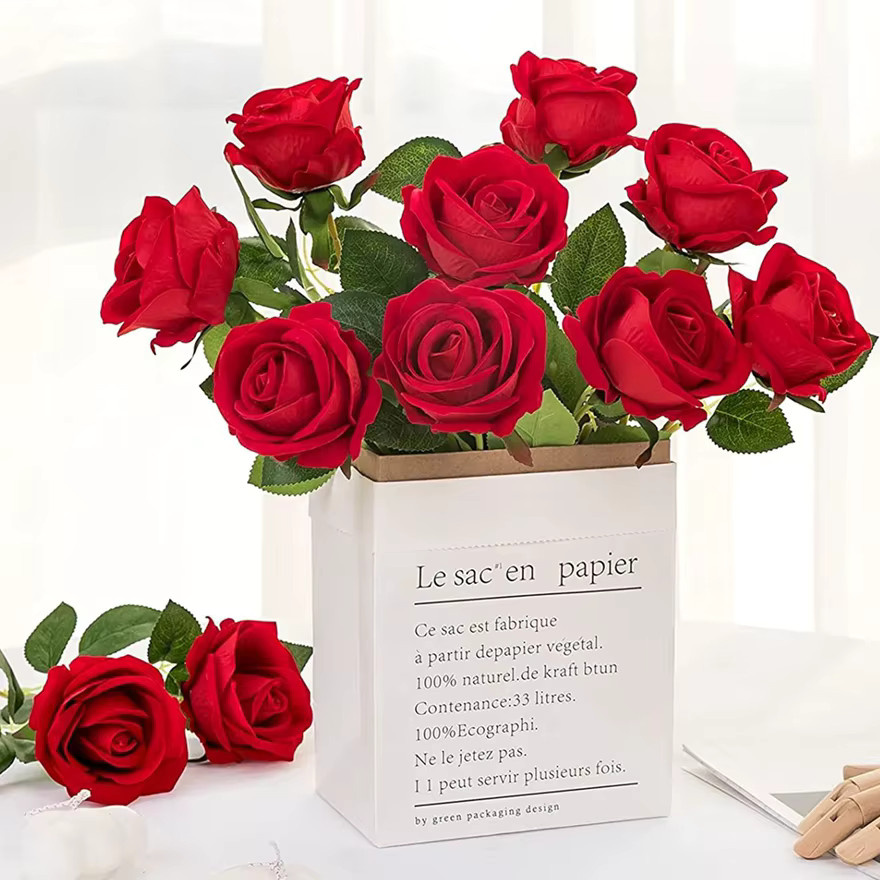 TTCY Künstliche Seidenrose in Rot für Dekoration, Hochzeit und Valentinstag - Bild 2