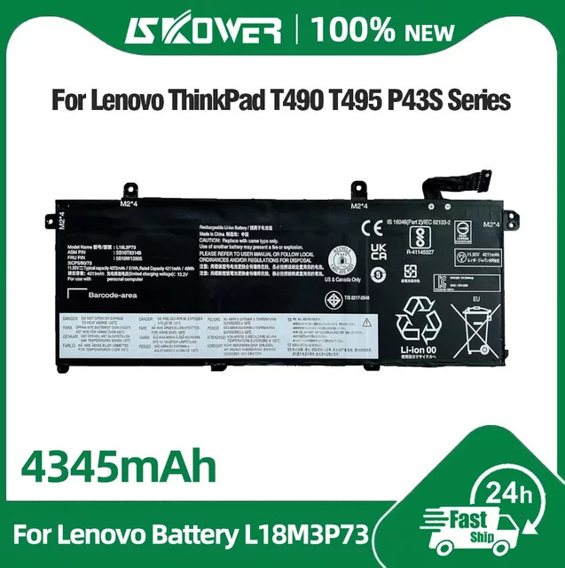 Lenovo Akku 51Wh Schwarz für ThinkPad T490 T495 P43S P14s T14 Gen 1/2 L18L3P73 L18M3P73 L18M4P73 L18C3P72 L18C3P71 02DL007 SB10K97645 - Bild 1