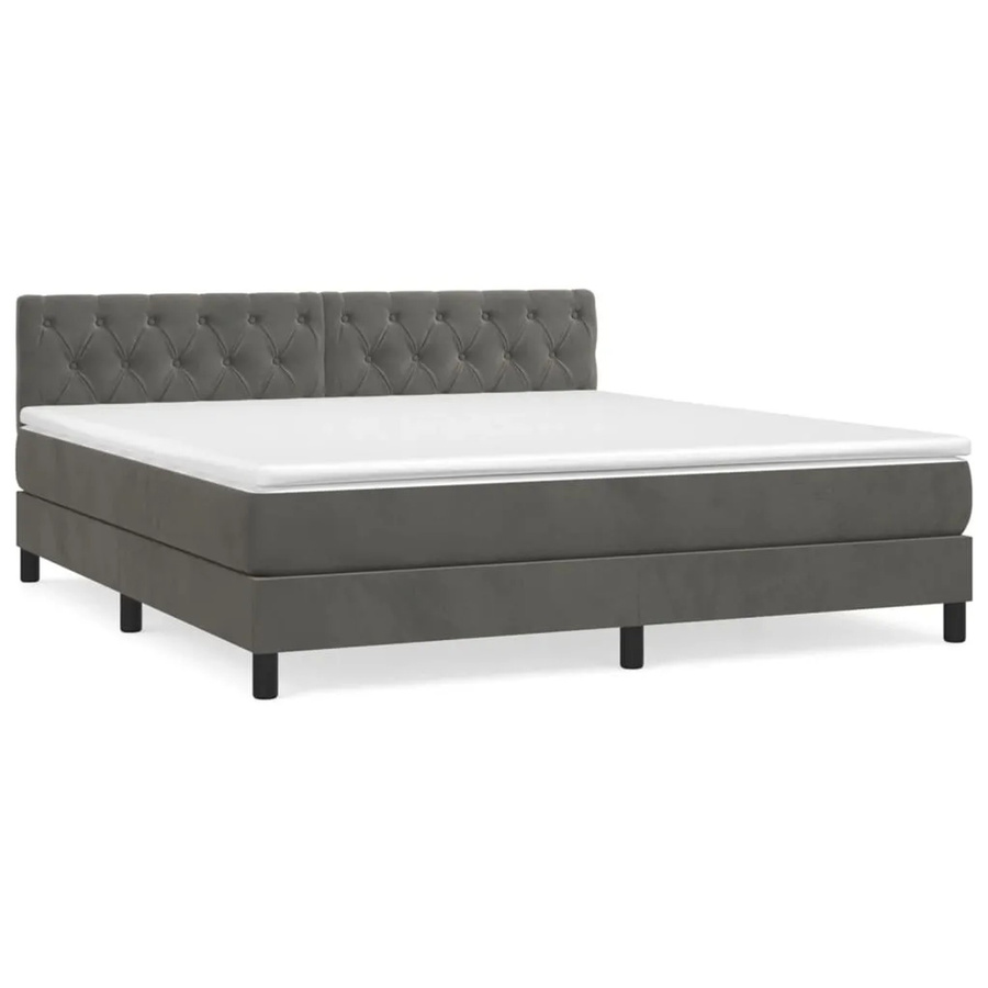 vidaXL Boxspringbett mit Matratze Dunkelgrau Samt B/T: 160 x 200 cm - Bild 2