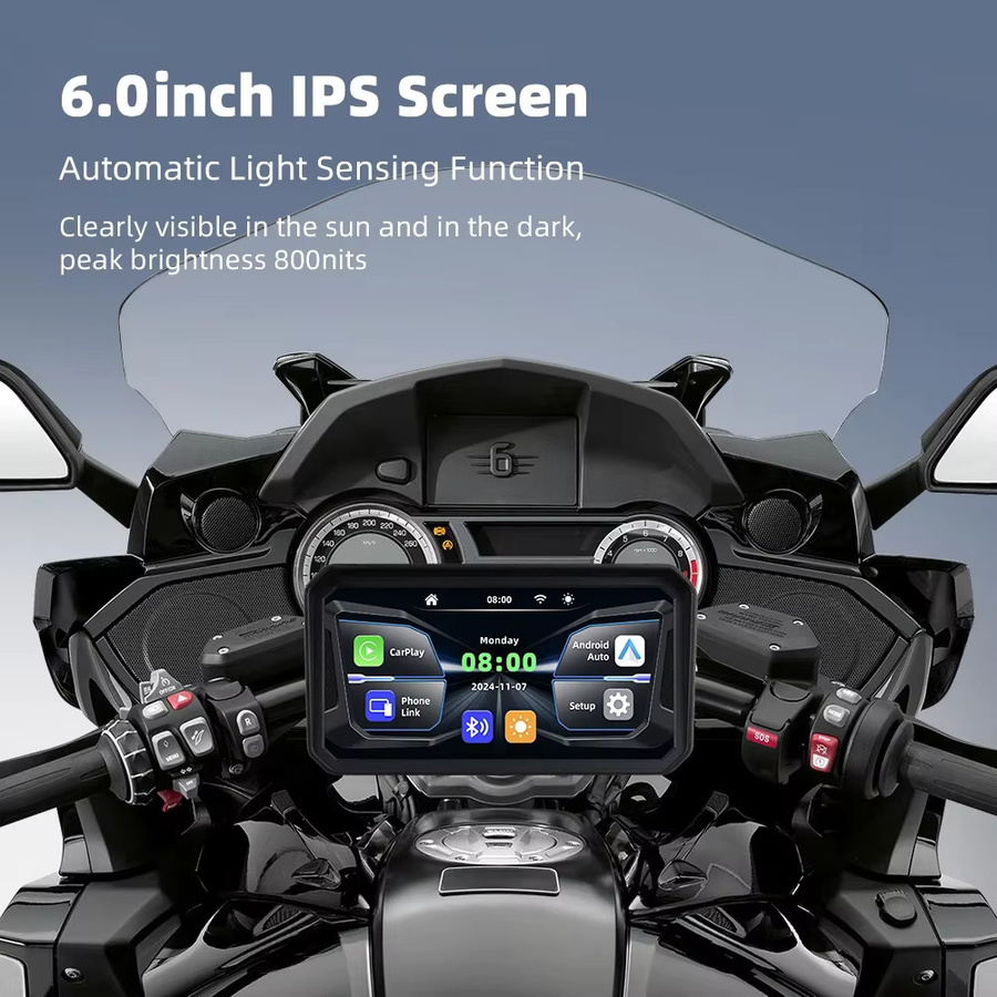 Qzonnect 6 Zoll Motorrad GPS mit CarPlay und Android Auto, IP67 wasserdicht, 5GHz WiFi und Bluetooth 5.0, Schwarz - Bild 2