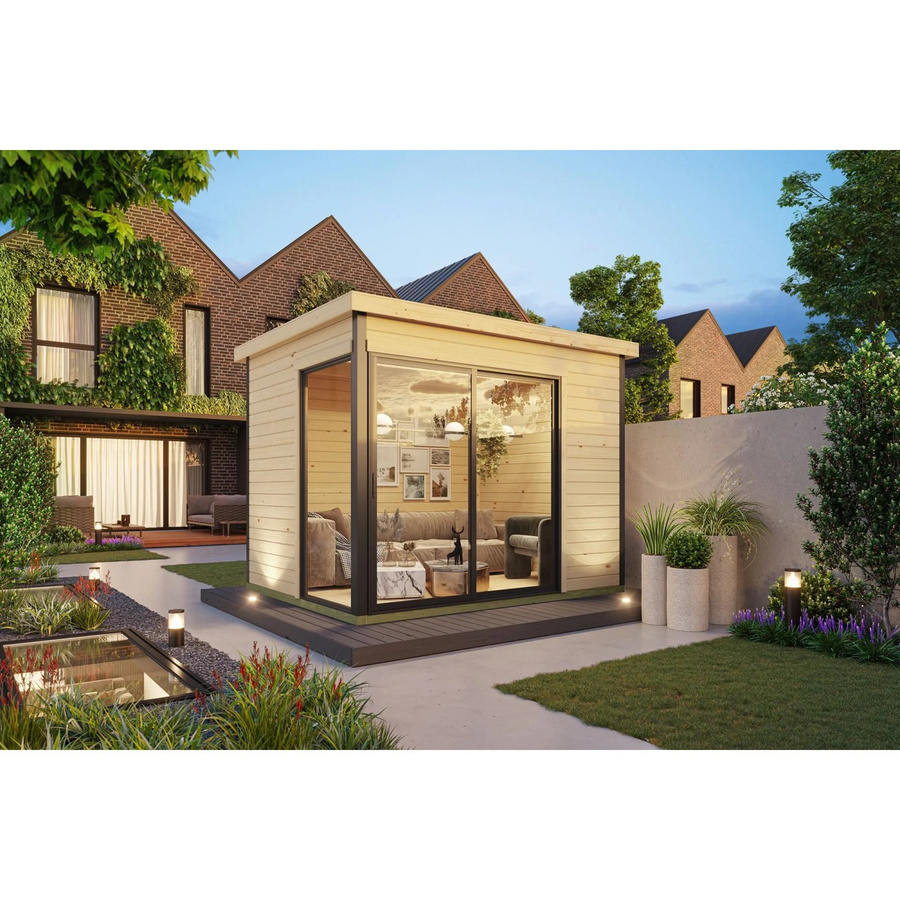 Lasita Gartenhaus Austin Blockbohlenhaus mit Flachdach, naturbelassen braun, B/H/T: 300 x 239,4 x 240 cm - Bild 3