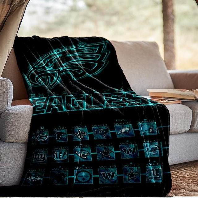 Philadelphia Eagles Flanell-Outdoor-Decke von Happiness Goods B, Farbe: Schwarz, B/T: 150 x 180 cm - Bild 1