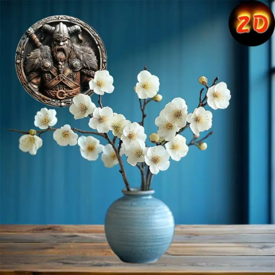 CIFBUY Viking Shield Wandkunst – Rundes Aluminium-Metallschild im Vintage-Stil als 2D-Aluminiumgemälde für deine Heim- und Bürodekoration - Bild 3