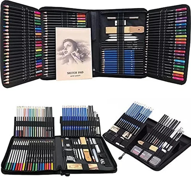 144-teiliges Profi-Kunstbedarf-Set mit ölbasierten Buntstiften und Pinseln in Multicolour - Bild 1
