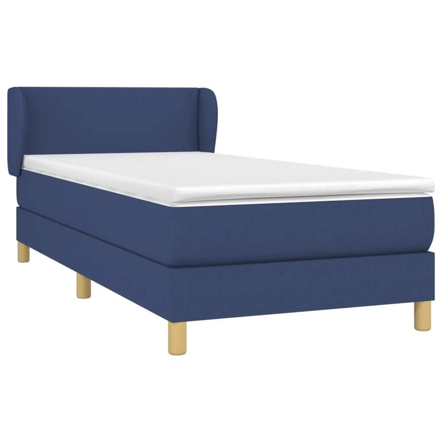 vidaXL Boxspringbett mit Matratze Blau Stoff Hybrid-Design B/T/H: 90 x 200 cm - Bild 2
