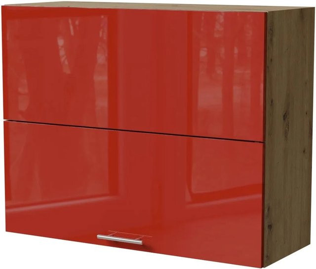Feldmann-Wohnen Klapphängeschrank Brerra W8B/90-AV in Eiche Artisan und RAL 3002 Karminrot Hochglanz, B/T/H: 90 x 32,5 x 72 cm - Bild 1