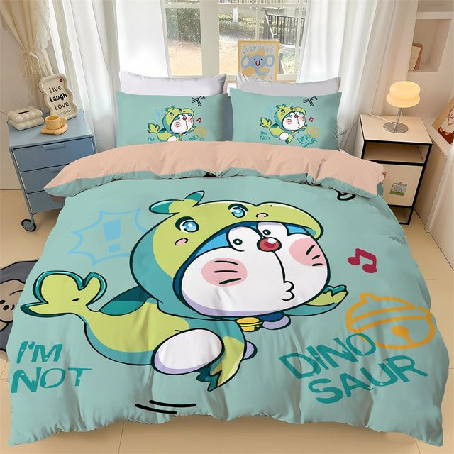 Lodestar Bettwäscheset Doraemon mit 3D-Druck, Bettdeckenbezug und Kissenbezüge für Kinder, Blau, B/H: 100 x 135 cm - Bild 1