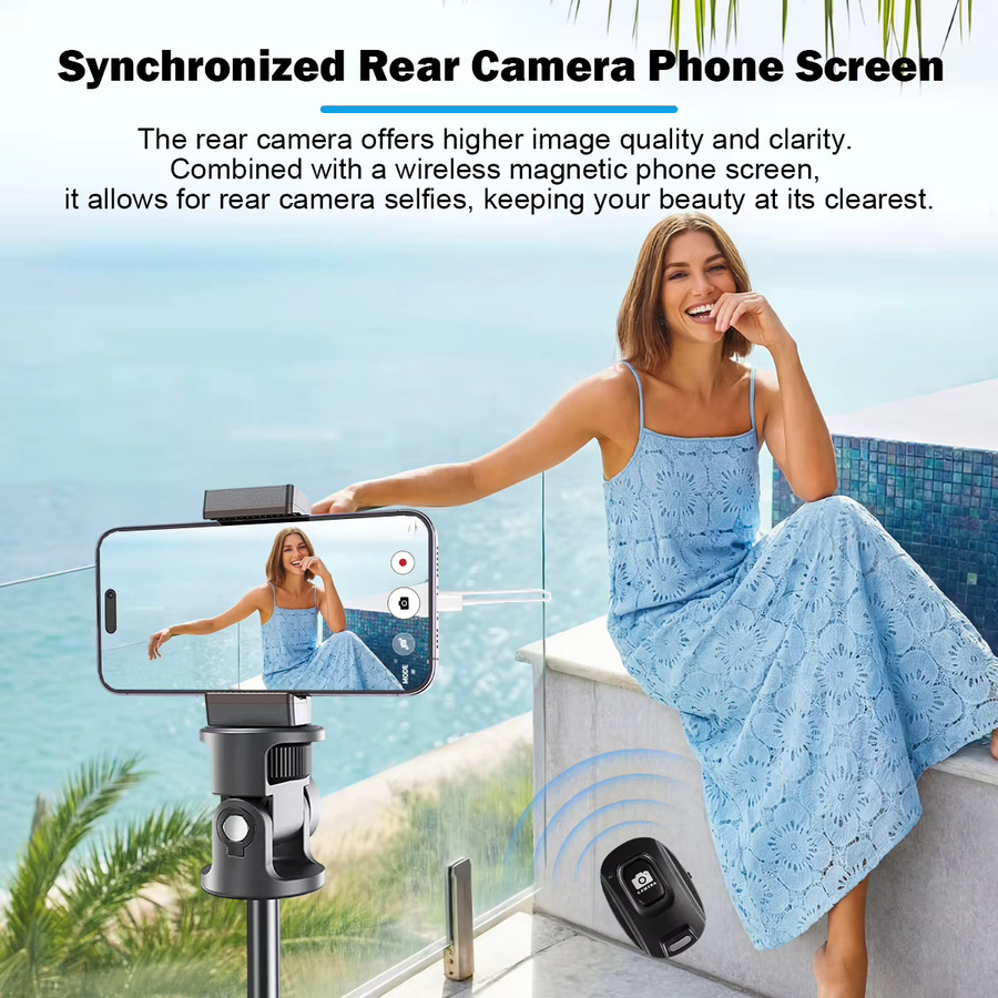 Selfie Monitor Halterung für iPhone in Weiß zur Nutzung der Rückkamera für Vlogging und Live-Streams - Bild 3