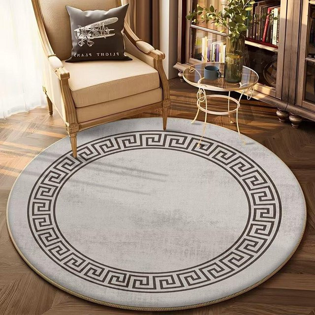 Runder Teppich von Wucifang Jewelry in Gold und Grau, modern und geometrisch, rutschfest und waschbar, Durchmesser: 60 cm - Bild 1