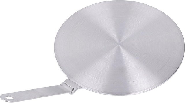 KONNWEI Küchen-Wärmediffusor aus Edelstahl mit Griff für Induktionskochfelder, rund, Silber/Weiß - Bild 1