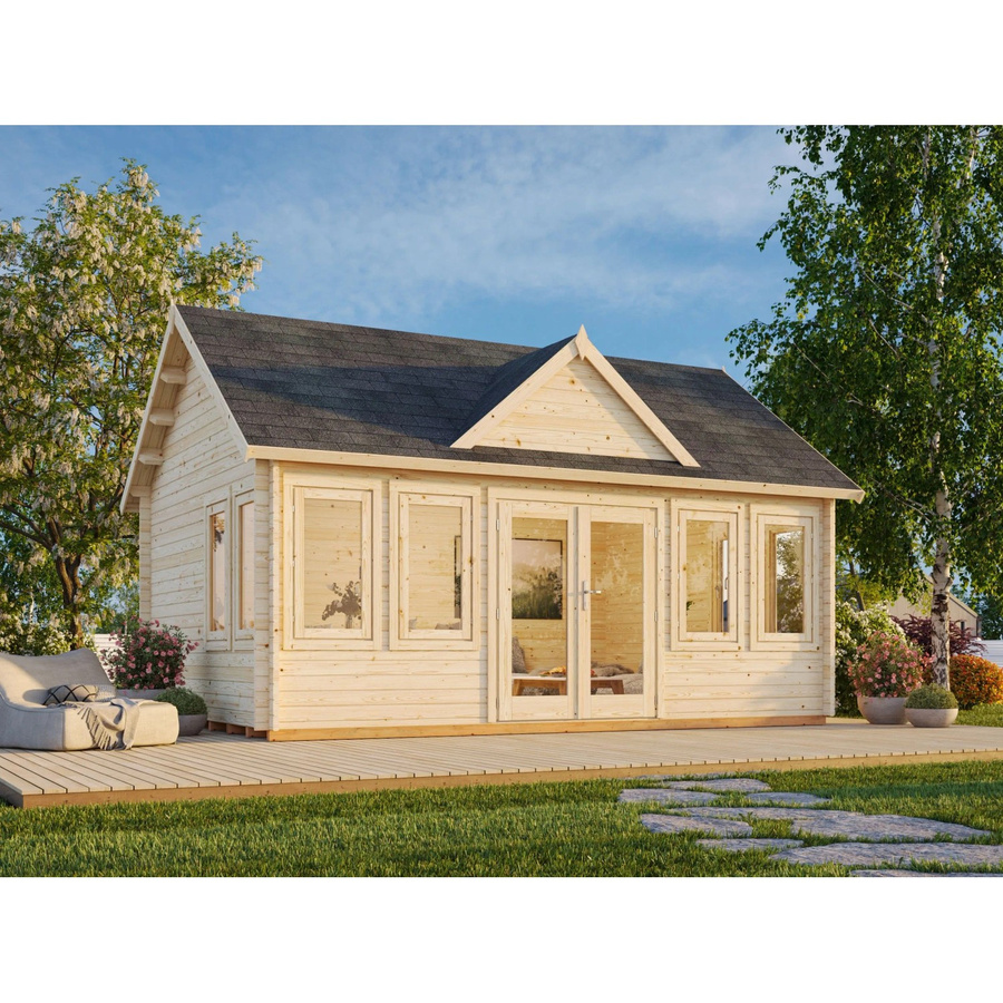 Palmako Gartenhaus Claudia aus Fichtenholz in Anthrazit mit Satteldach und Fußboden B/T/H: 574 x 424 x 363 cm - Bild 2