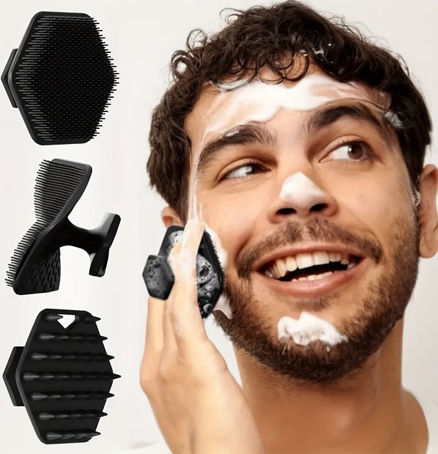 Silikon-Bart- und Gesichtsreinigungsbürste für Herren, weiche Borsten - Bild 1