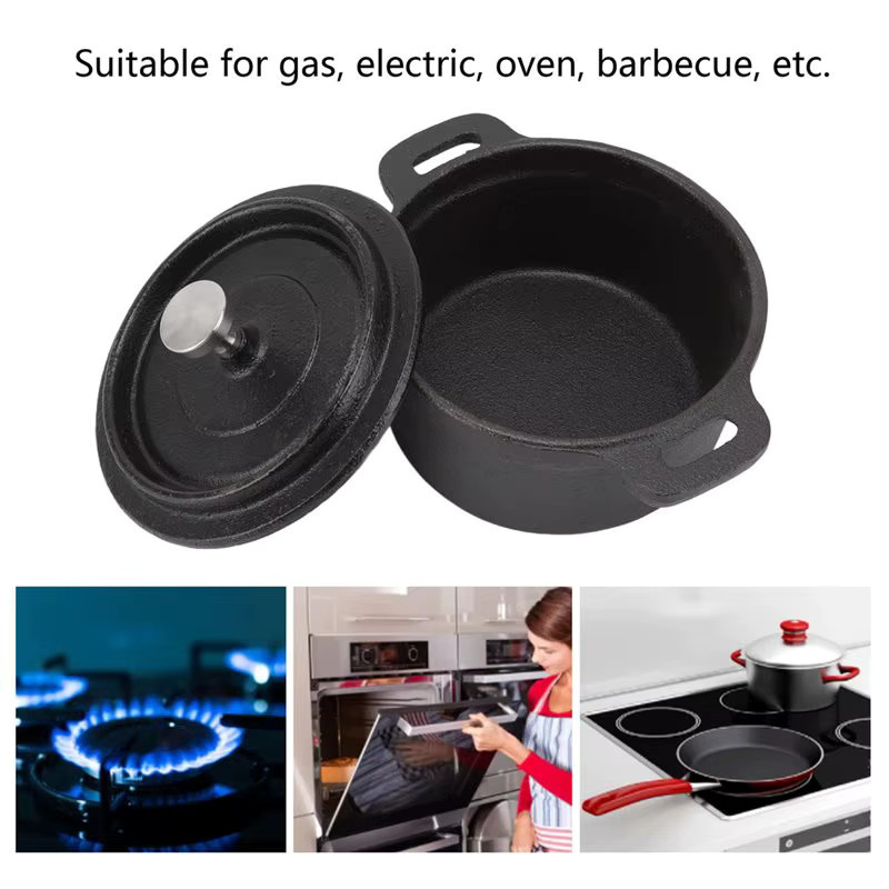 Y50A Dutch Oven Gusseisentopf mit Deckel in Schwarz für langsames Kochen - Bild 2