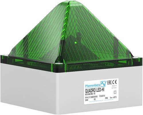 Pfannenberg Signalleuchte QUADRO LED HI DC GN 21108636000 Grün mit Blitzlicht, Blinklicht und Dauerlicht 24 V/DC - Bild 1