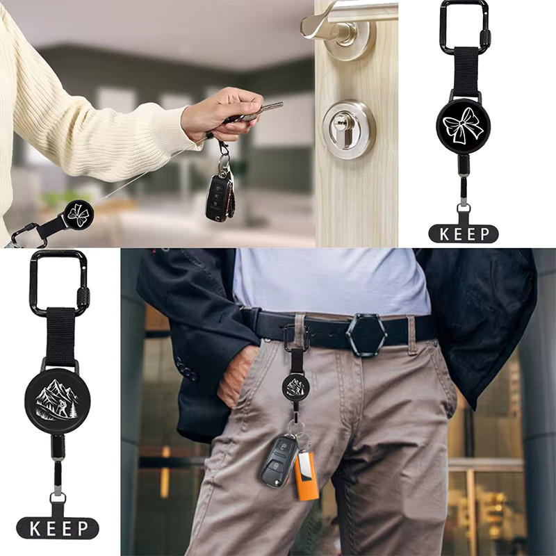 JETTING Diebstahlsicheres Handy-Lanyard mit Stahlkabel, integriertem Ständer und Karabiner, Schwarz - Bild 5