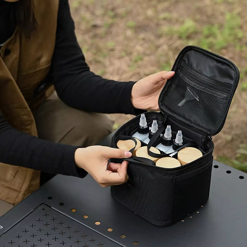 DIVEDEER Outdoor Camping Gewürzflaschen-Set mit Bambus-Holzdeckel als Ölbehälter und Gewürzbox für Picknick und Camping - Bild 5